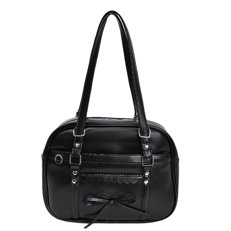 Japanese-style Backpack, Basic Large College Style Uniform Bag, Bow Solid Color Student Portable Shoulder Messenger Bag