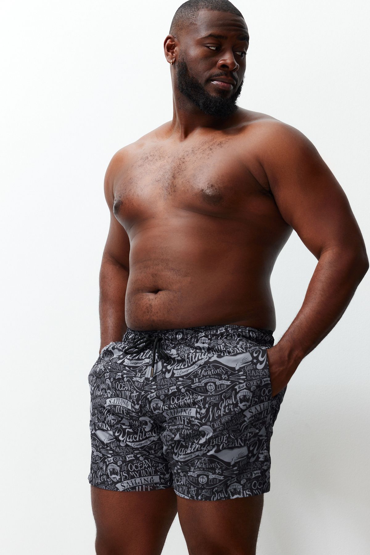 

Men s Style Plus Size Black Plus Size Printed Swim Shorts