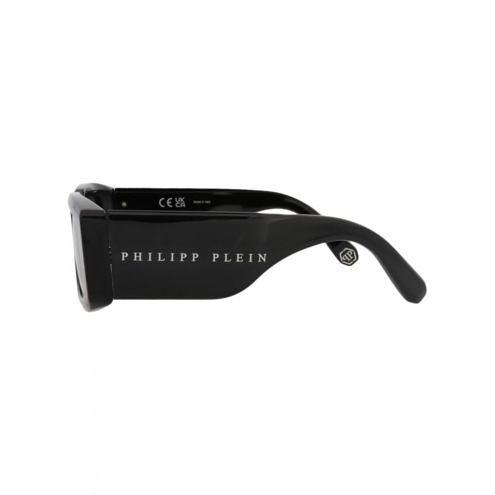 Philipp Plein Square Frame Acetate Sunglasses Black Black Smoke