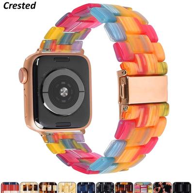 Resin Strap for Apple Watch Band 44mm 40mm 42mm 40mm Accessoreis Luxury Watchband Belt Bracelet iWatch Series 3 4 5 Se 6 Band