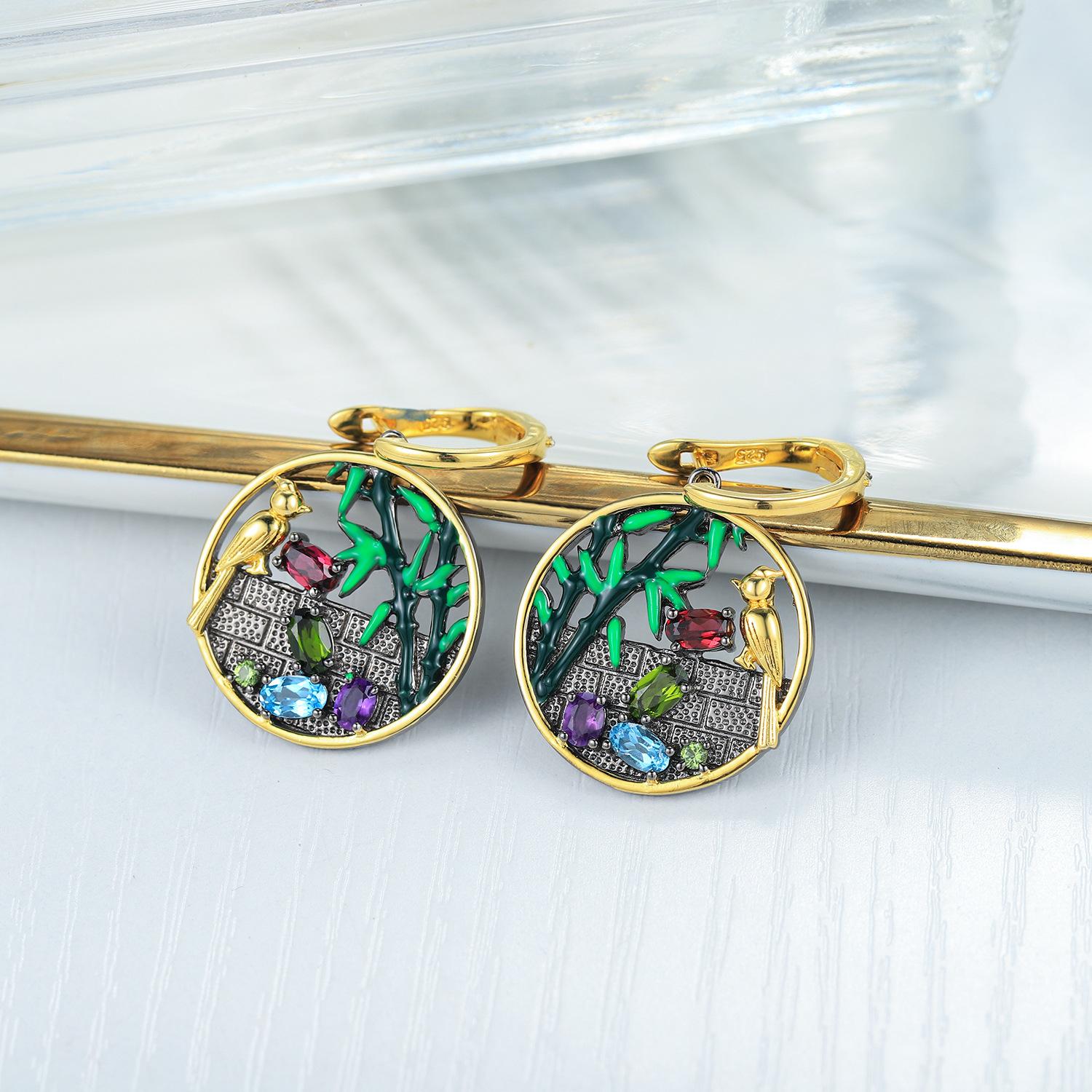 

Серьги с драгоценными камнями, нишевые преувеличенные серьги, серьги из серебра 925 пробы высокого класса