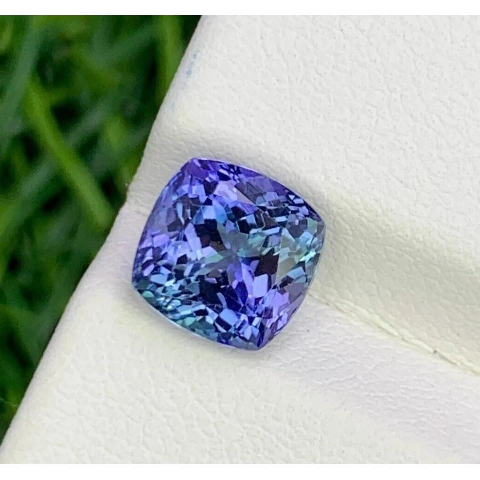 Natural Blue Tanzanite Cushion Extremely Rare Certified Loose Gemstone