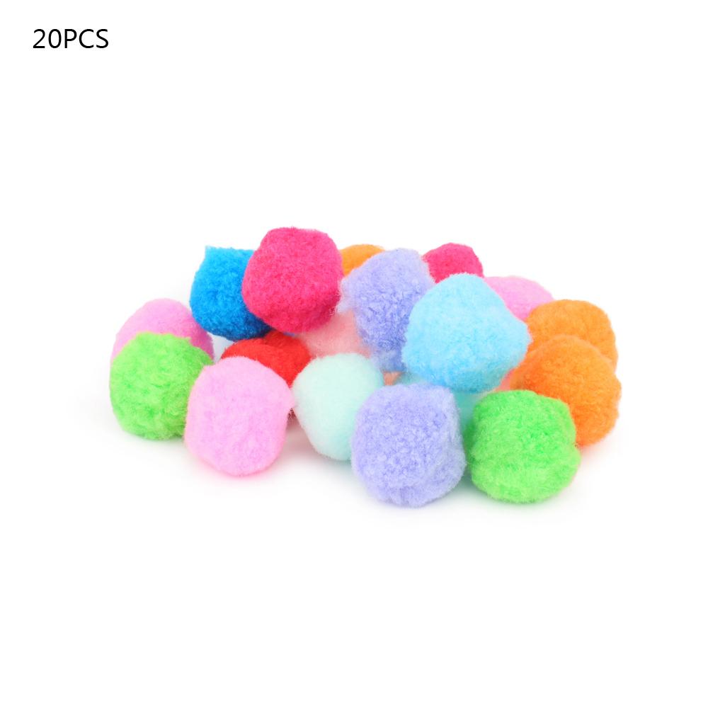 20pcs Small Ball Cat Toy Rainbow Color Plush Pet Interactive Balls Toys For Kitten