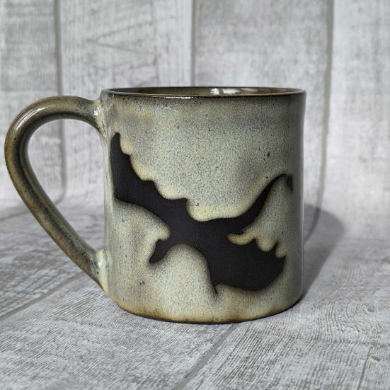 350ml Flaming Dragon Pattern Mug Ergonomic Handle Milky Yellow Glaze Mug