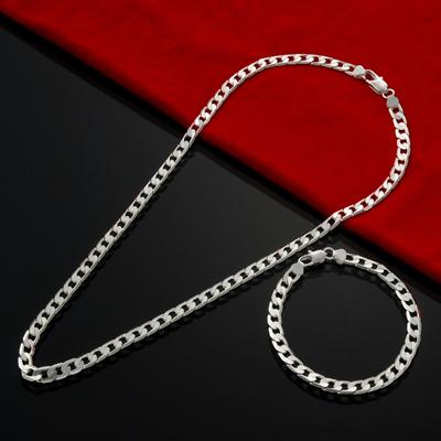 Copper Charm 6MM Geometry Chain Bracelets Necklaces Jewelry Sets for Women Man Fashion Party Wedding Fine Gifts