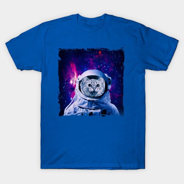Unisex Fashion TShirt Astronaut Cat Print TShirt Plus Size S-5XL T-Shirt 100%Cotton Tops O Neck Short Sleeve Tees XXL синий
