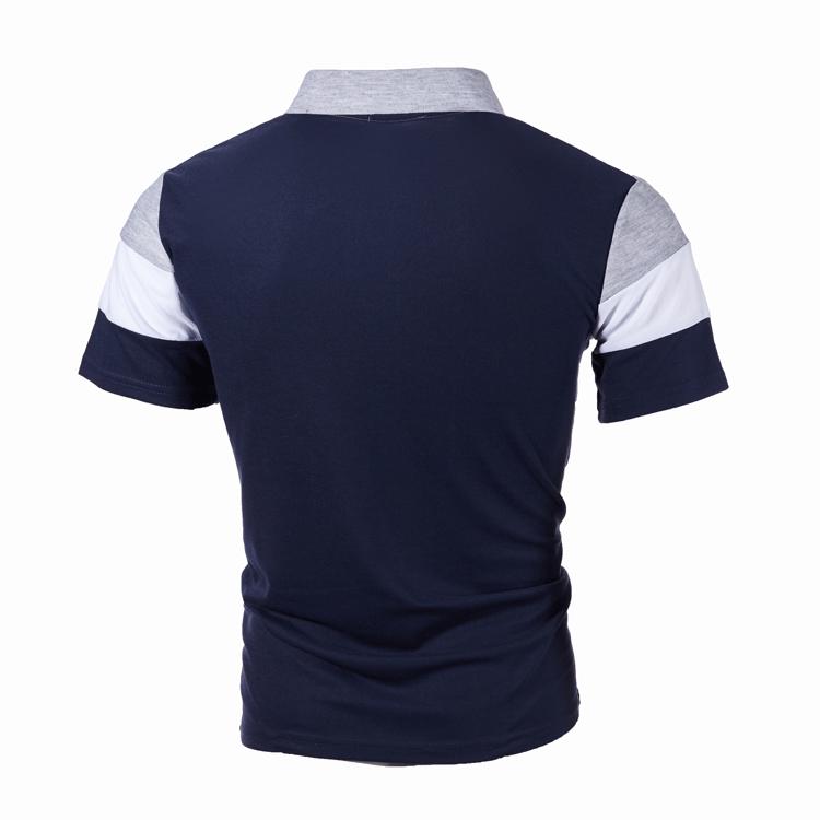 Men's Short-sleeved Three-striped Color Blocking Fashion Men's Lapel Short-sleeved T-shirt
