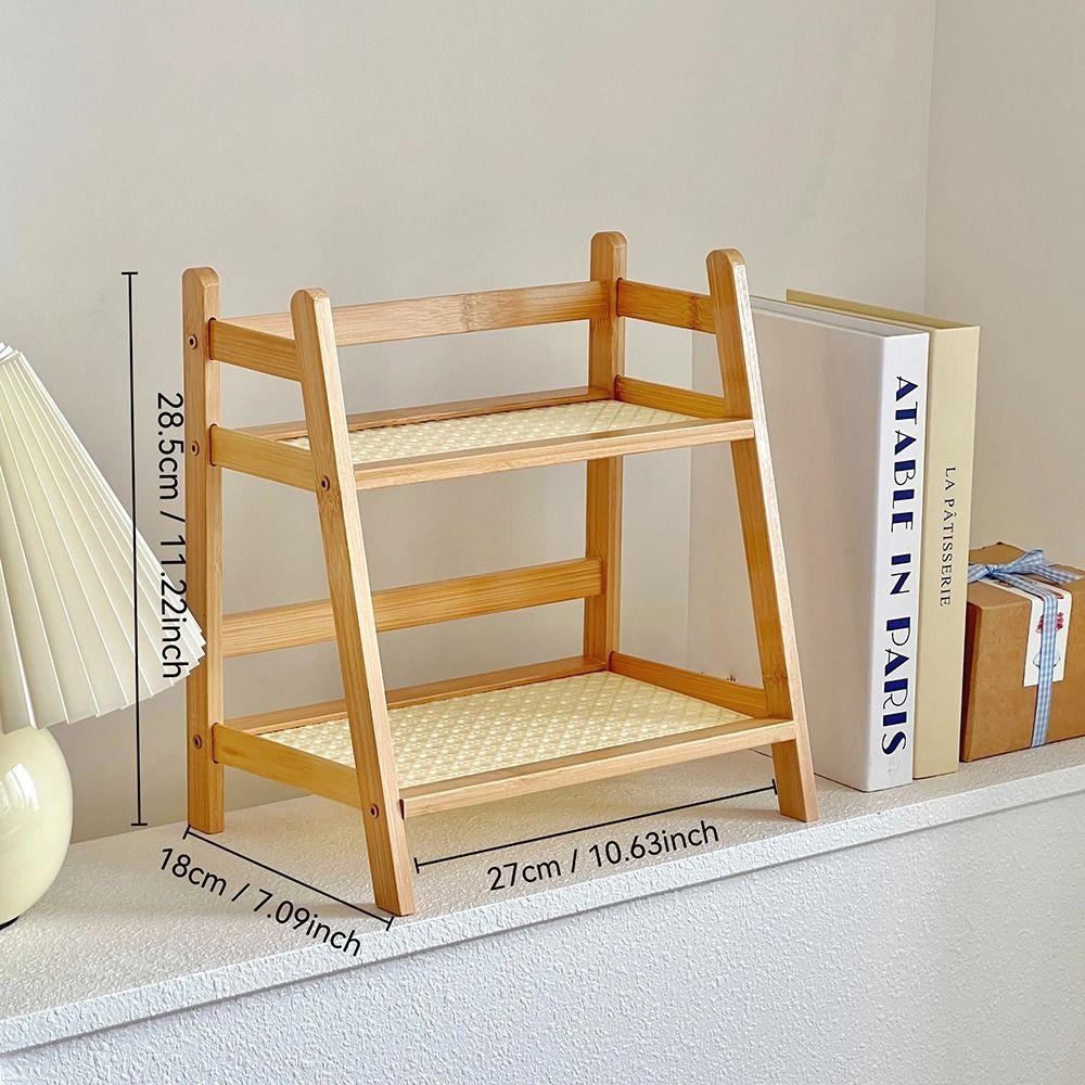 Trapezoidal Desktop Organizer 2-Tiers Display Stand New Countertop Bookshelf Dormitory