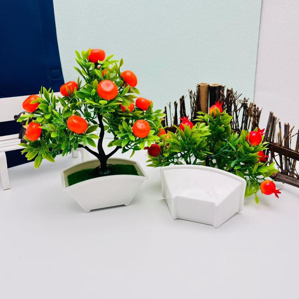 Fruit Oranges Faux Tree Potted Plant For Office Desk And Photography Background