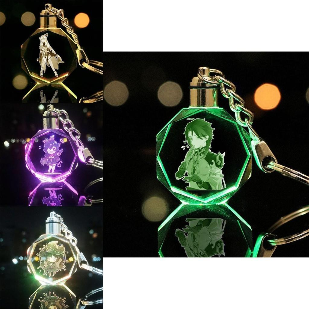 Elegant Genshin Impact Crystal Keychain With Stunning Led Colorful Light For All Occasions