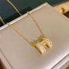Women's Shiny Zirconia Clavicle Necklace: Fashionable Titanium Steel 'H' Pendant Bestseller