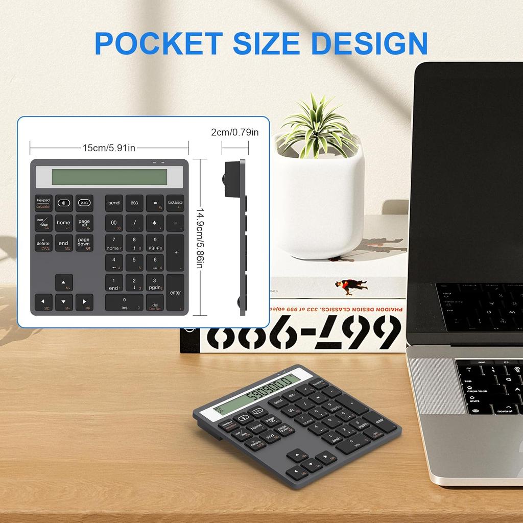 34Key External Numpad Teclado  Numerique 2.4G Wireless Numeric Keypad Programmable Numeric Keyboard with Display