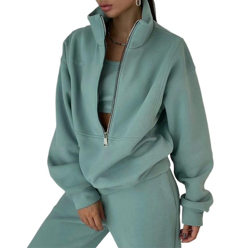 Women 2 Piece Outfits Sweatsuit Set Half Zip Long Sleeve Oversized Sweatshirt And Pencil Pants Wide Leg Sweatpant Set Tracksuit