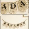 Hollowed Ramadan Decor Pendant Rustic Islamic Flag Garland Wooden Letter Banner  Islamic Festival