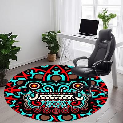 1pc Tribal Mask Office Round Area Rug, Under Office Chairs Bedroom Living Room Home Decor, Room Deco