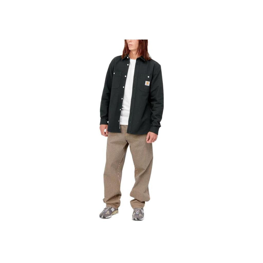 Carhartt WIP Solid Color Logo Print Single-Breasted Long Sleeve Shirt Men shirts I029827-0WE-01