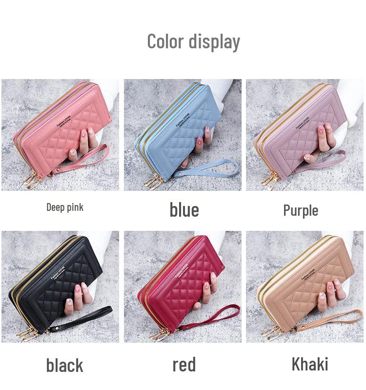 Women's Long-Style Wallet 2023: Double Zipper, Large Capacity Phone Bag & Card Holder, Korean Casual Design.