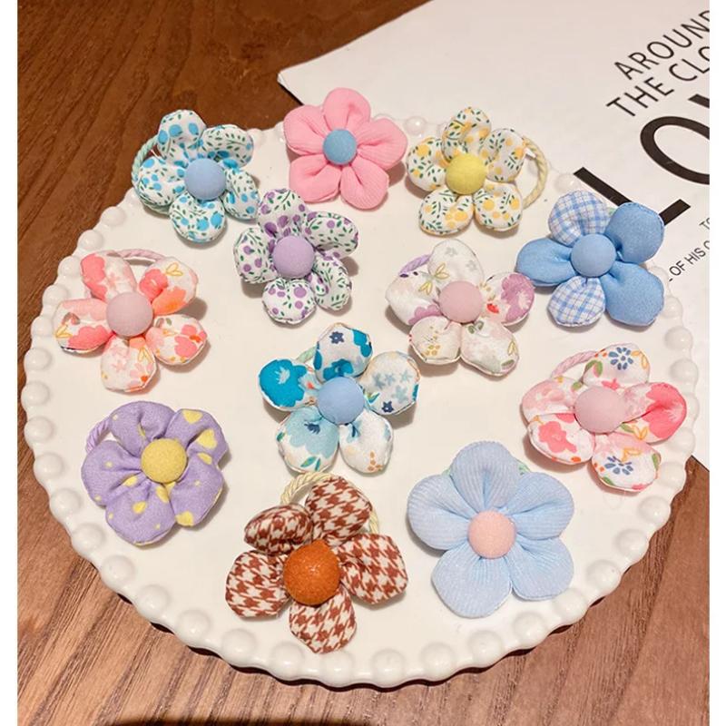 10 Pièces/Ensemble Bébé Fille Couleurs Mignonnes Fleur Élastiques à Cheveux Porte-Queue de Cheval Chilren Chouchous Doux Caoutchouc Accessoires Cheveux Enfants