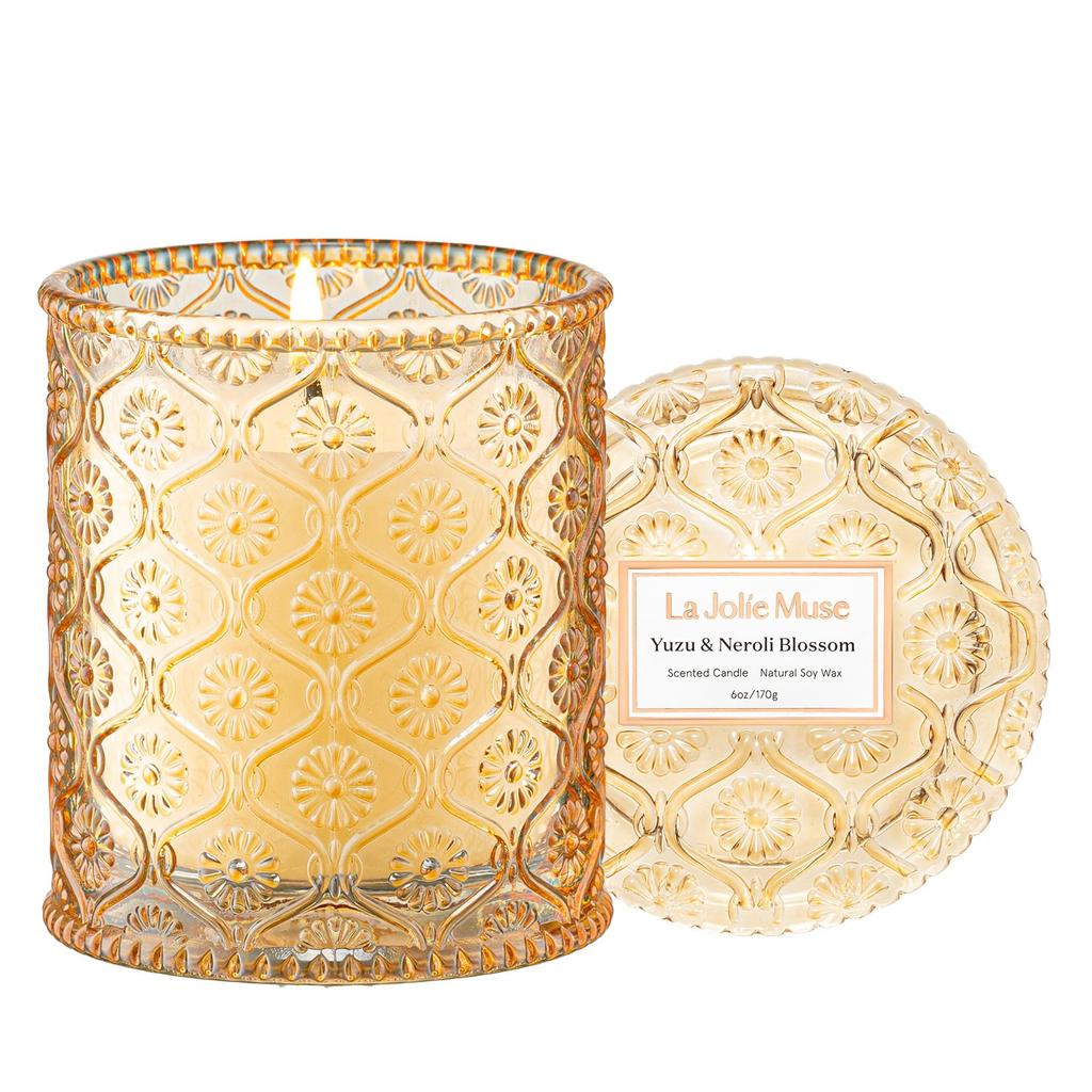 LA JOLIE MUSE Aroma Candle Yuzu Neroli Blossom Home Fragrance Candle Natural Soy Wax Gift for Women 170g Burn 40 Hours - & - - - - - Time
