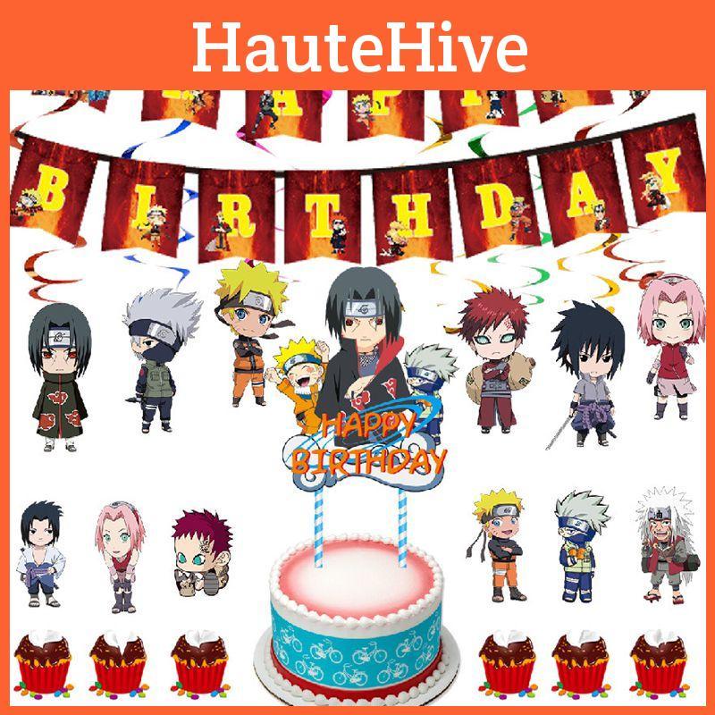 Ninja Naruto Theme Party Supplies Decor Banner Balloon Cake Topper Kids Adult