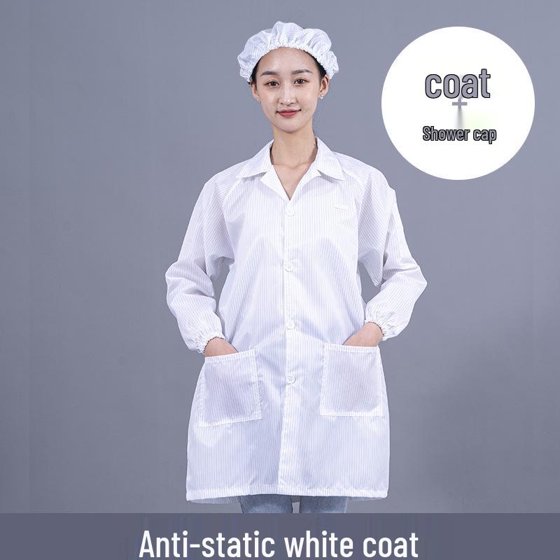Unisex Striped Antistatic Lab Coat for Dust-Free and Static Protection