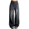 Svarte Jeans Dame Høy Midje Streetwear Baggy Casual Koreansk Mote Rett Vasket Denim Bukse