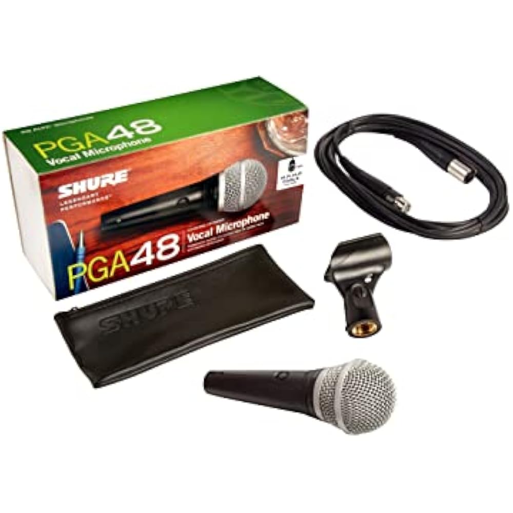 Shure Sure Dynamic Vocal Microphone: Cardioid/ Switch/ XLR-XLR Cable Included PGA48-XLR-J Black [...