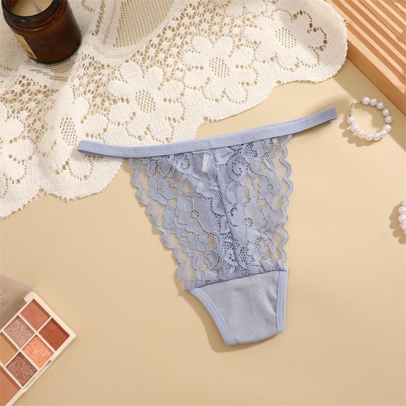 

FINETOO кружевные стринги для женщин бесшовное нижнее белье Ice Silk нижнее белье Трусики с Т-образным вырезом L серый