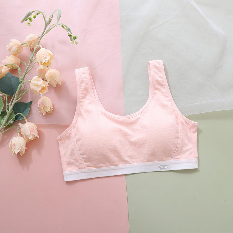 Printed Solid Color Lightweight Breathable Developmental Training Vest Soft Sleep Inner Undergarment for Puberty School Girls