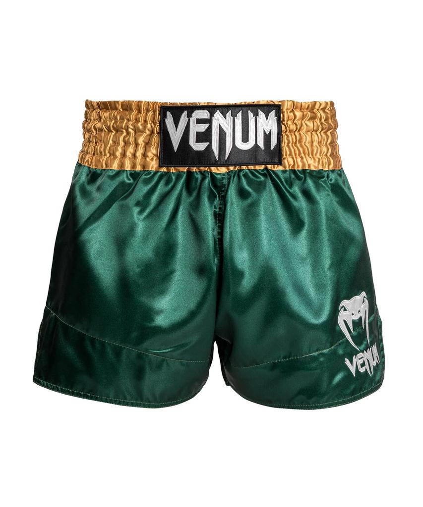 VENUM Muay Thai Trunks CLASSIC Venum Kick Boxing Martial Arts x Gold x // Pants, Trunks, Sportswear, Training, (Green White, X-Small)