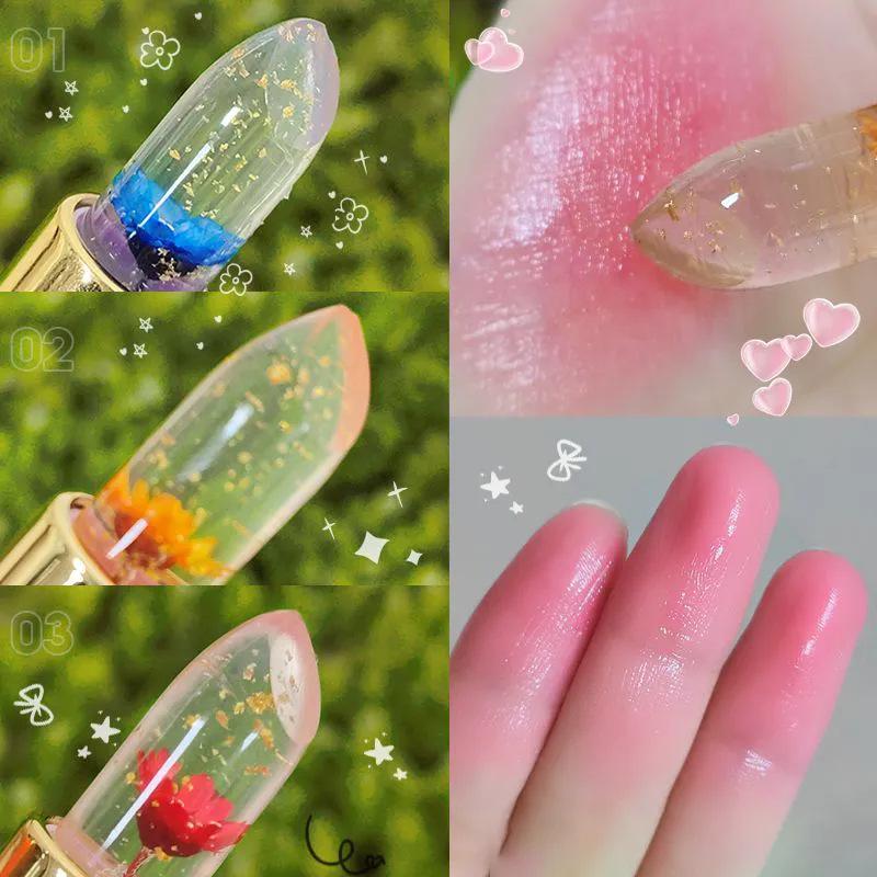 YANQINA Color-Changing Jelly Lipstick with Gold Foil - Non-Stick, Non-Fading, Temperature-Sensitive Lip Gloss