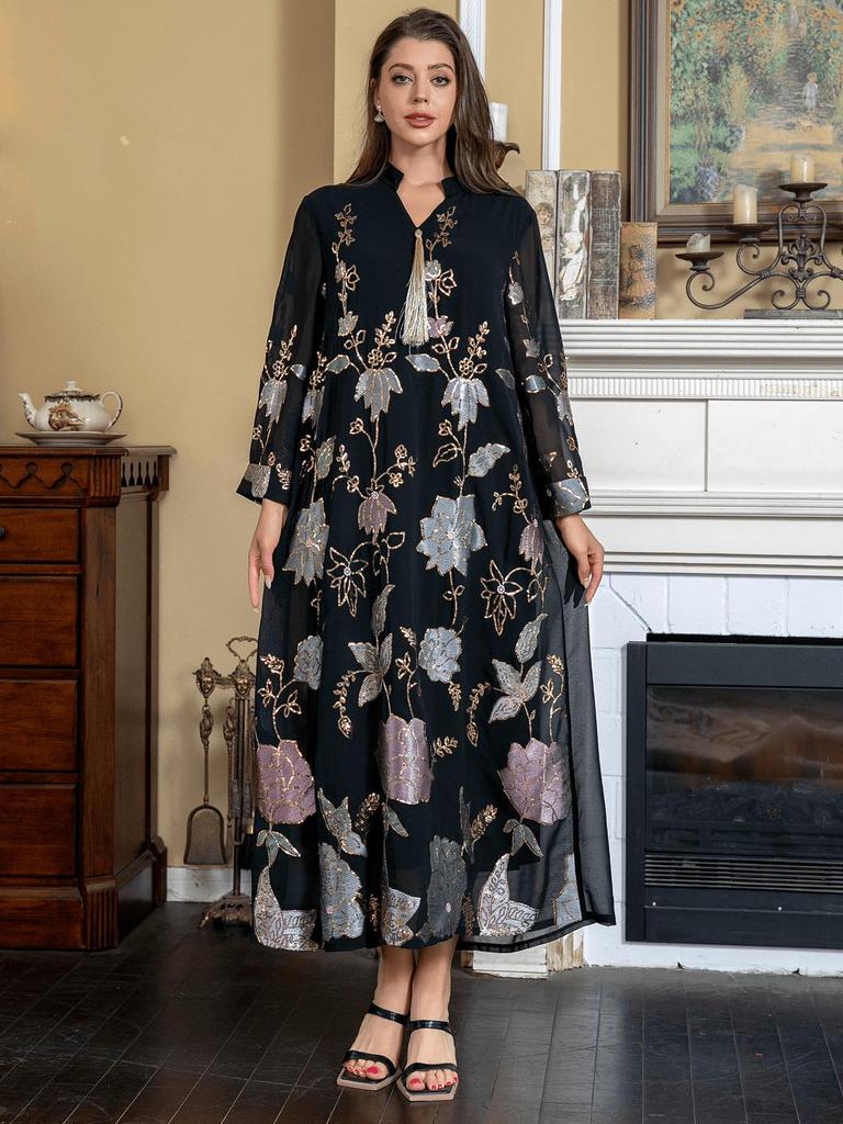 Paillettenstickerei Quastenkleid im Nahen Osten für Damen