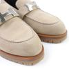 HERMES Loafers, Moccasins, Faubourg H logo Metal beige Suede leather Women 35 Used
