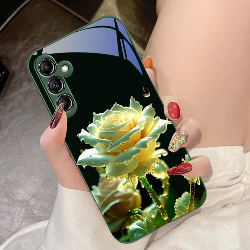 Szklane etui na telefon Samsung Galaxy A14 4G 20 30 52 20S 21S 22 A25 32 33 34 42 50 51 53 54 70 71 72 73 5G Ink Mountain Camellia