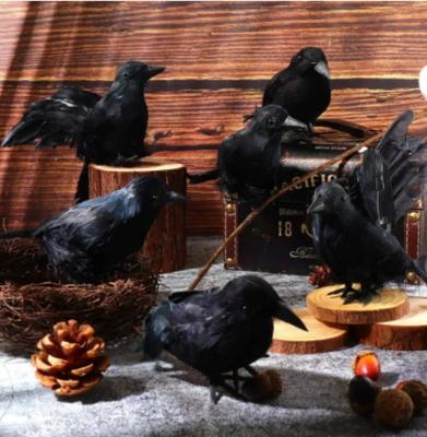 Simulação Corvo Preto Halloween Pena Removível Pássaro Corvo Artificial Corvo Adereço Horror Assustador Jardim Decorações Suprimentos para Festas