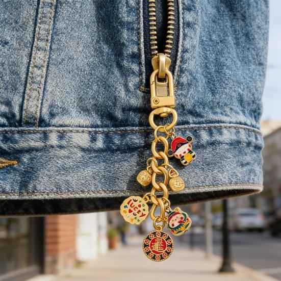 Keychain Pendant Layered Design Lion Awakening Fortune-telling Keychain Pendant Bright Color National Style Keychain Lucky Charm Accessory