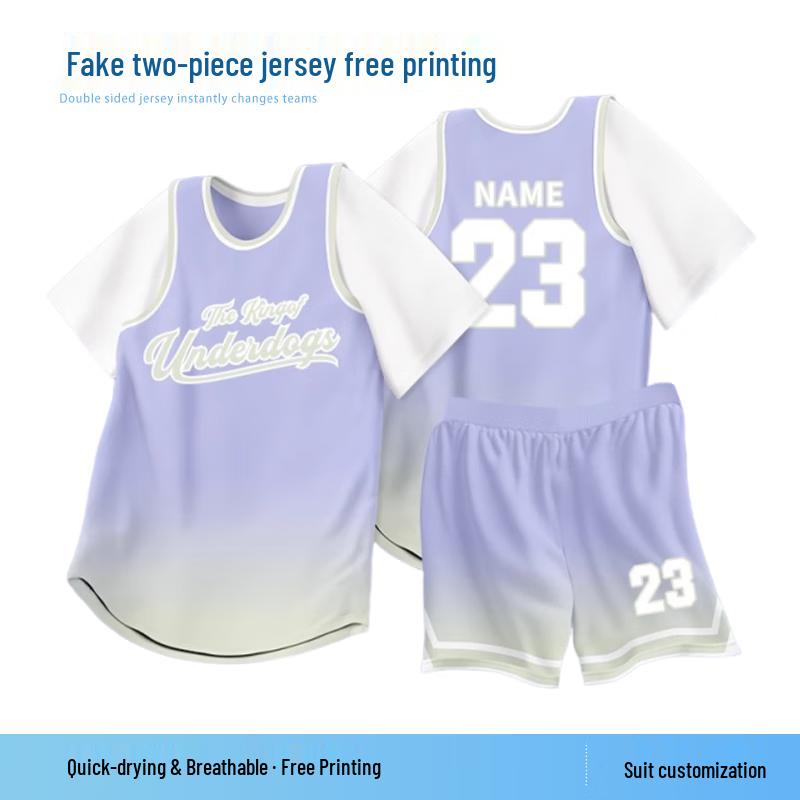 Unisex basketbalový dresový set s falešným dvoudílným designem