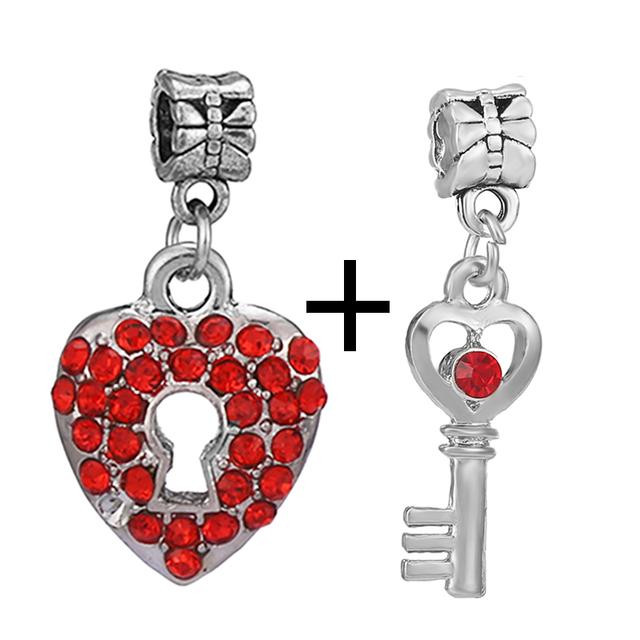 2pcs /Lot 45 Styles Key &Lock Sparkling Beads Charm Pendant Fit Diy Original Bracelets Necklaces For Women Men Jewelry Making