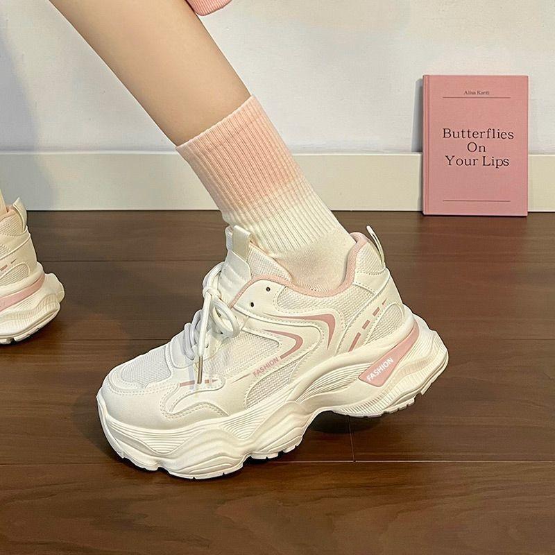 Lightweight women's shoes new ins platform dad shoes high value fashion versatile mesh soft sole sports shoes
