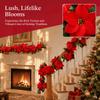 Soft Large Artificial Flowers Red Poinsettia Vine Fashion Christmas Garland Decoration  Fireplace