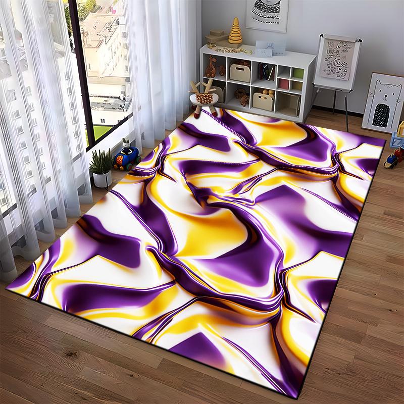Abstract Purple and Gold Swirl Pattern Carpet for Modern Living Rooms Suitable for use as an anti-slip for living room bedroom sofas