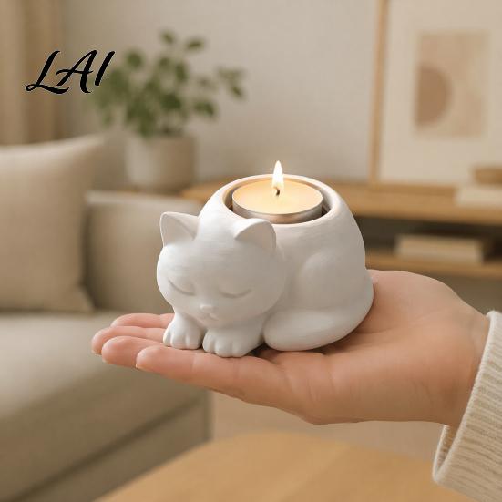 Practical Office Gift Cat Candle Holder Cartoon Lying Flower Pot for Succulents Kitten Desktop Ornament Home Decor Storage Jar Jar Creative Animal