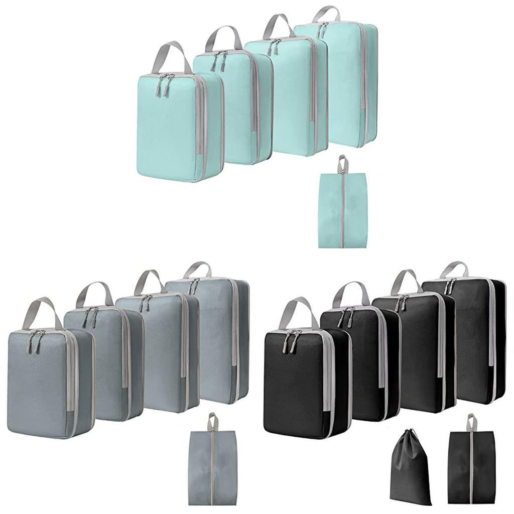 Travel Compression Packing Cubes Set Eightpiece With Oxford Fabric For Luggage Organization And Suitcase Storage