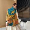 New Oil Painting Imitation Cashmere Scarf for Women Autumn and Winter Warm Fashion Design Shawl Thickened Versatile Scarf