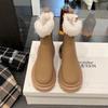 2025 New Thick-soled Heightened Side Zipper Snow Boots Winter Warm Piled Thick Heel Short Boots Women's Cotton Boots