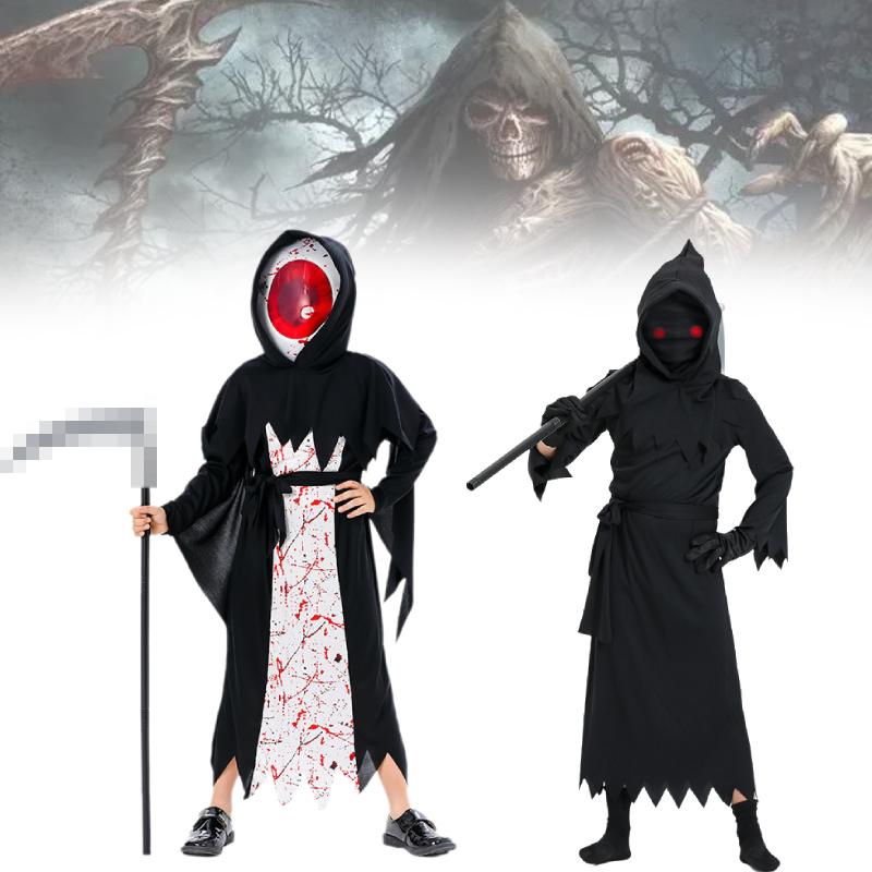 Grim Cosplay Reaper Costume Set Devil Death Performance Outfit Halloween Kids