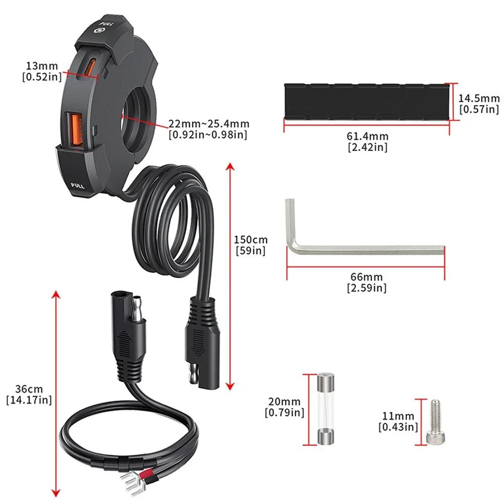 

Зарядное устройство для мотоцикла QC 3.0 USB быстрая зарядка Type-C USB зарядное устройство для телефона с двумя портами водонепроницаемая розетка 12-24 В зарядные устройства для мотоциклов и велосипедов вилка