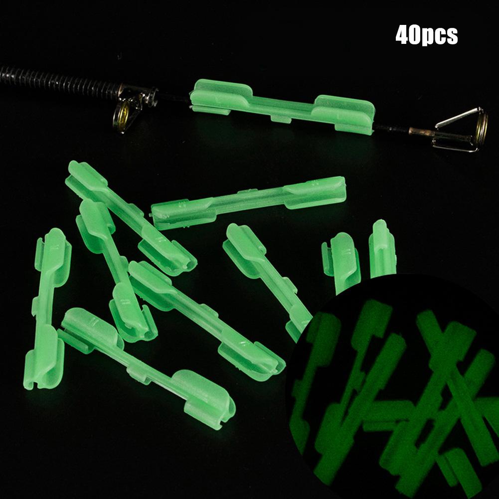 40 PCS Light Stick Clip on Holder Fit Rod Tip Night Fishing Fluorescent Glow Sticks (M)