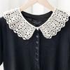 Damen Schwarze Spitze Falscher Kragen Blumenmuster mit Verzierungen, Leichter Sommer Abnehmbarer Schulter-Stil Faux-Kragen