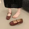 French retro light mouth square head small leather shoes 2025 spring and summer new versatile outer wear Mary Jane shoes with skirt